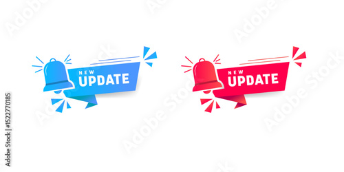 New Update Announcement Blue and Red Bell Notification Banners