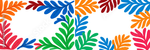 Colorful leaf patterns create a vibrant backdrop for art and design projects, complementing various creative themes in modern aesthetics
