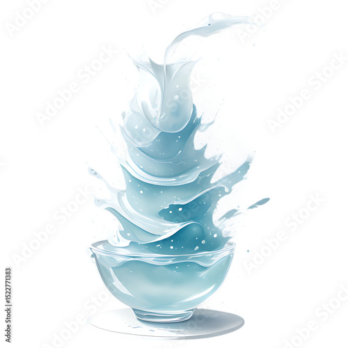 Water splash in bowl with light effect