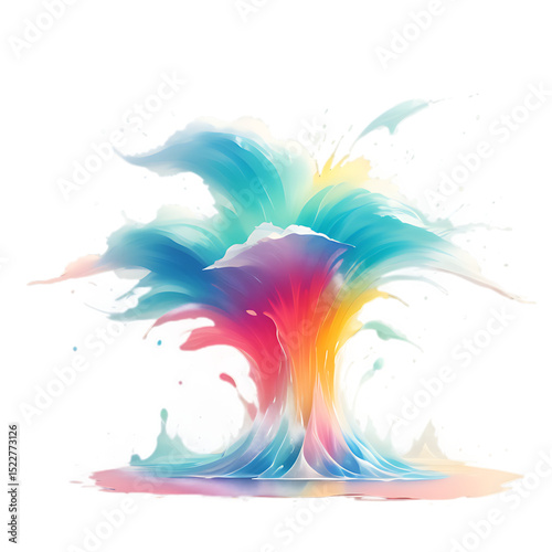 Colorful abstract paint splash with rainbow blend