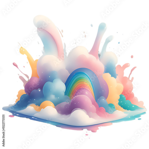 Colorful clouds rainbow splash dreamy sky background