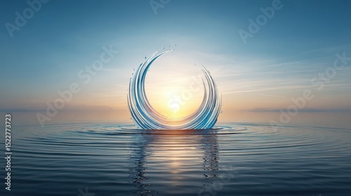 Mirage of water shaped like a corporate logo fading in sunlight, marketing illusion concept,