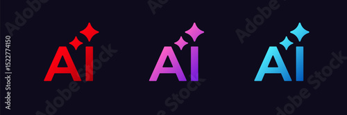 Ai icons featuring vibrant stars in red, purple, and blue, capturing the essence of technology.