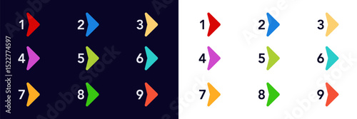Brightly colored numbered icons designed as bullet points for presentations and infographics.
