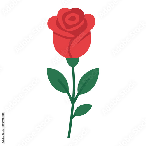 Red Rose Flower Icons – Flat Vector Illustration of Blooming Roses