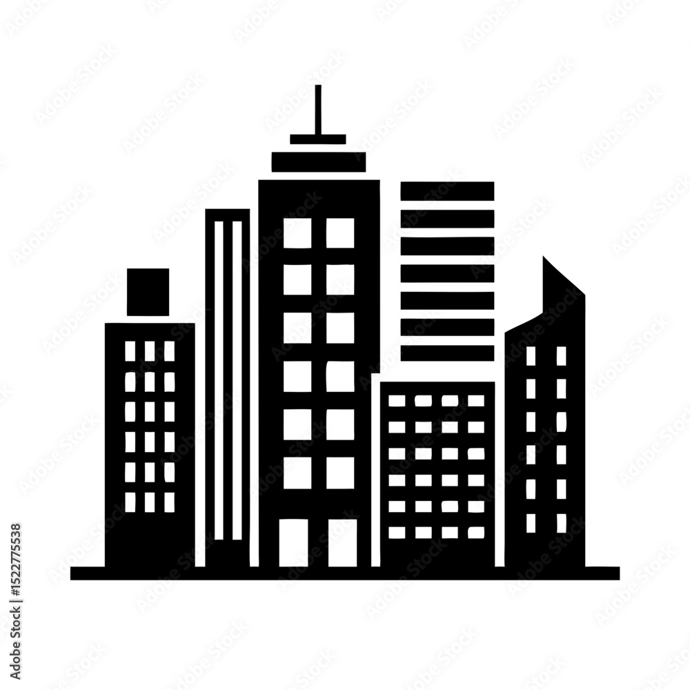 Fototapeta premium Abstract silhouette of city skyline with modern buildings 