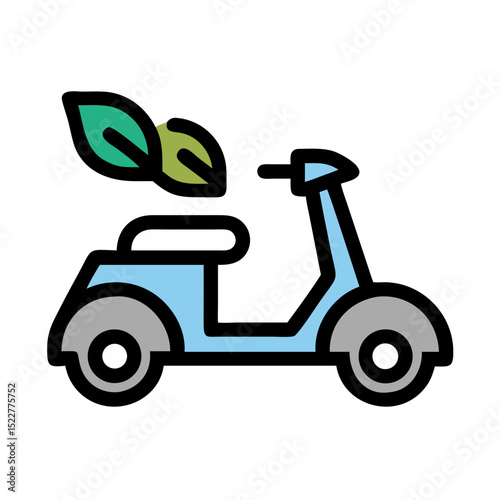 Eco-friendly scooter with green leaves as a symbol of sustainability  