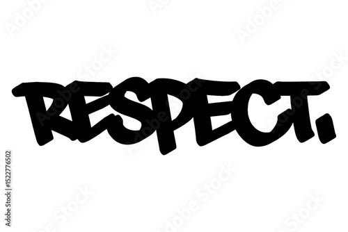 Graffiti tag text "Respect" in bold urban handstyle. Hand-drawn lettering with raw spray paint texture. Ideal for powerful streetwear, posters, merch, and impactful urban graphic designs.