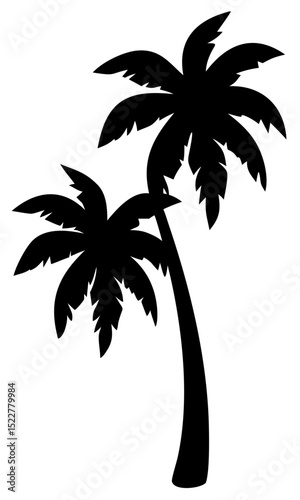 Palm tree silhouettes. black palm tree shapes isolated vector on transparent background.