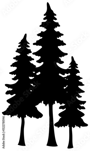 Tree and forest silhouettes vector. trees and wilderness elements illustration on transparent background