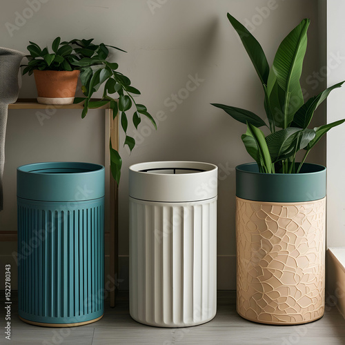 Trashcans in three different designs