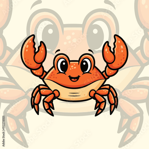 Vivid cartoon crab with bright claws lively expressive eyes cheerful ocean theme