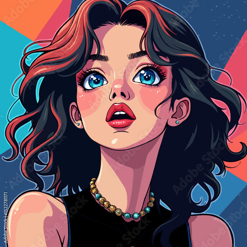 young woman pop art portrait