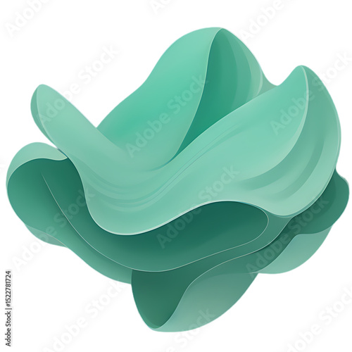 Abstract teal shape with curved layers background