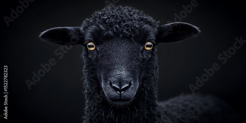 Black Sheep Portrait: Majestic Ovine Animal Photography