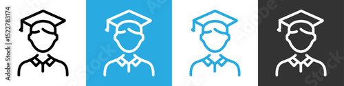 Graduating student icon. Toga hat, graduation. Education and academic goals. Graduating university. Vector