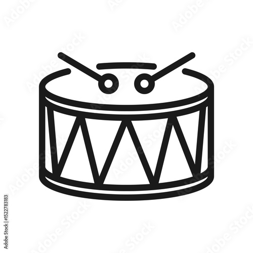 Drums icon. Drum with drumsticks. Drumming. Music and beat concept. Vector