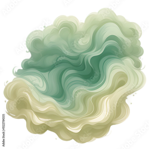 Abstract swirl shape in pale green shades