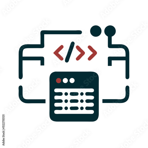 Abstract coding symbol with code elements in modern design  