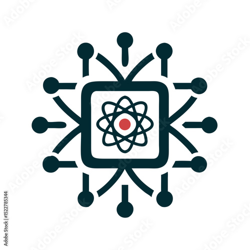 Abstract illustration of atomic structure with connected nodes  
