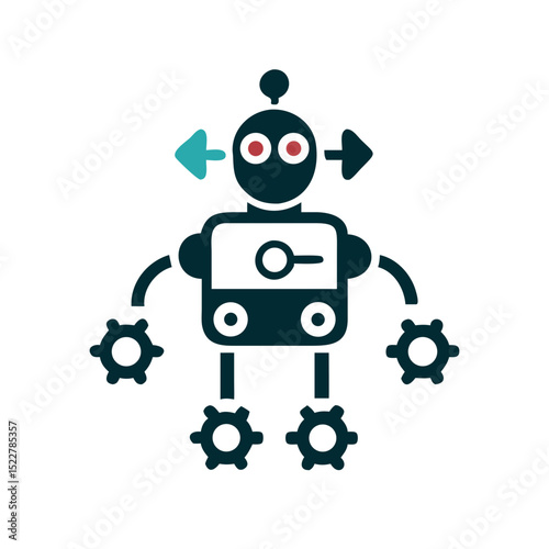 Cartoon robot character with gears and buttons design  