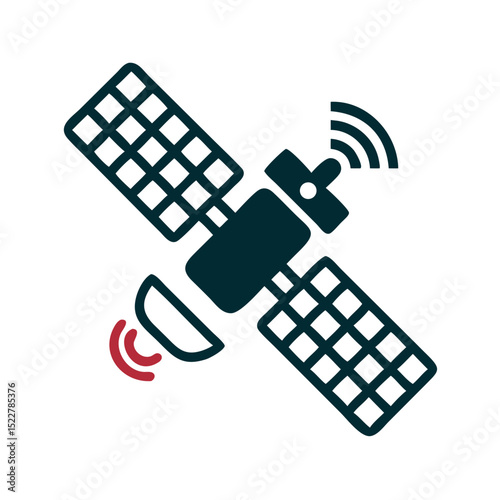 Satellite with signals emitting from antennas in modern design  