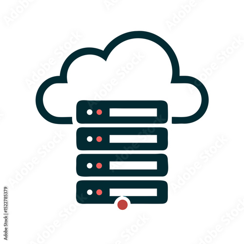 Cloud server storage with stacked servers and network connection  