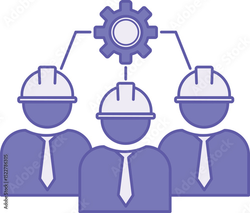 Colored Engineers Icon. Vector Illustration. People in Construction Helmets and Gear. Engineering Concept