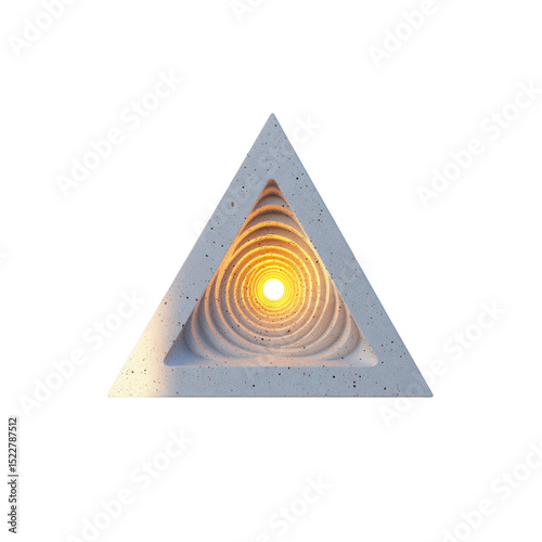 Abstract Triangular Light Sculpture with Concentric Circles