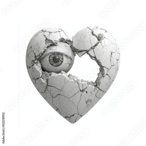 Broken Heart with Eye - Symbol of Vulnerability and Surveillance