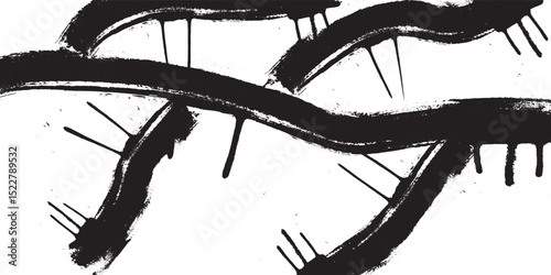Painted spray elements. Grunge graffiti painted borders and shapes, dirty splatter street art strokes. Spray textured black lines vector illustration set. Graffiti art dirty, spot grunge splattered.
