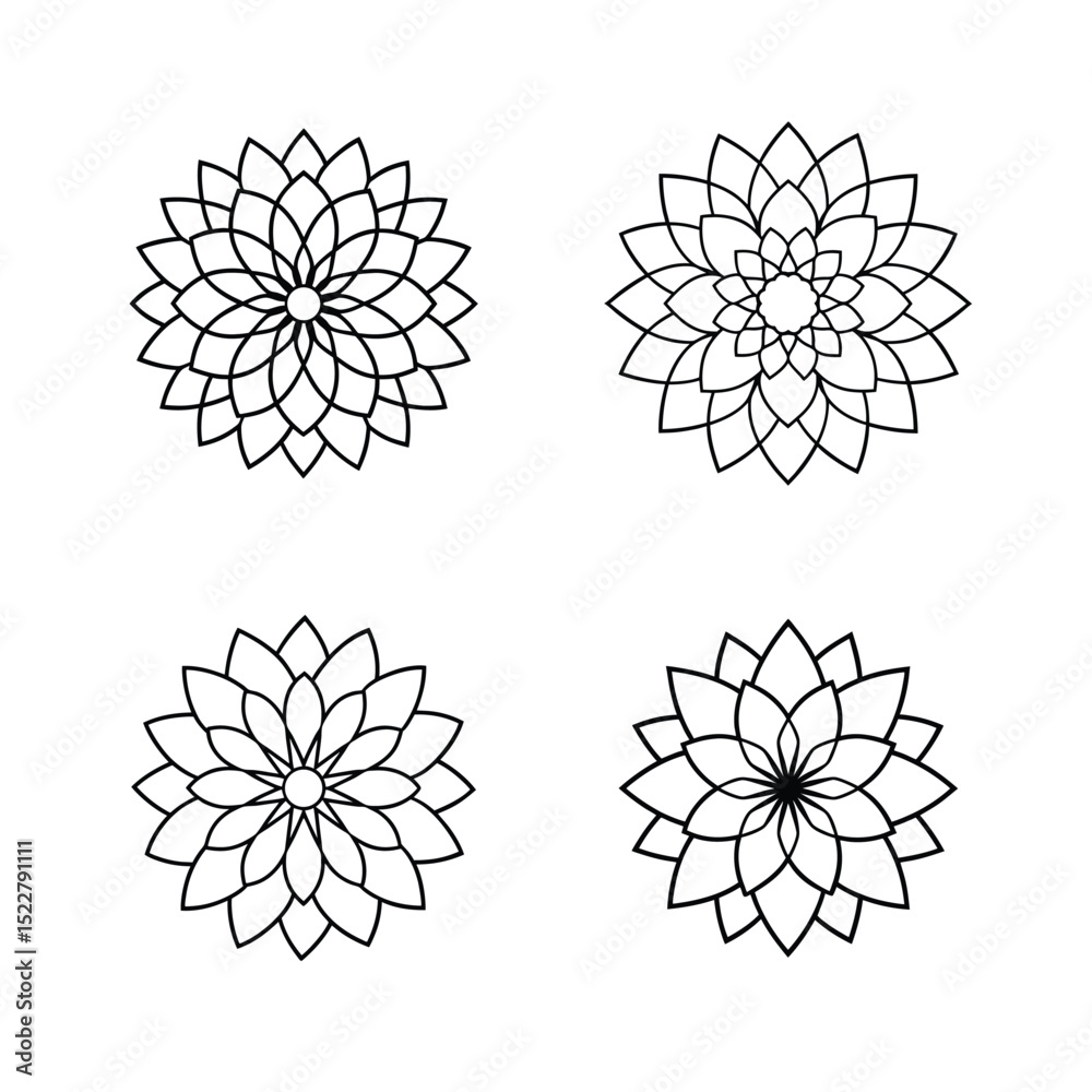 Obraz premium black and white flower set 