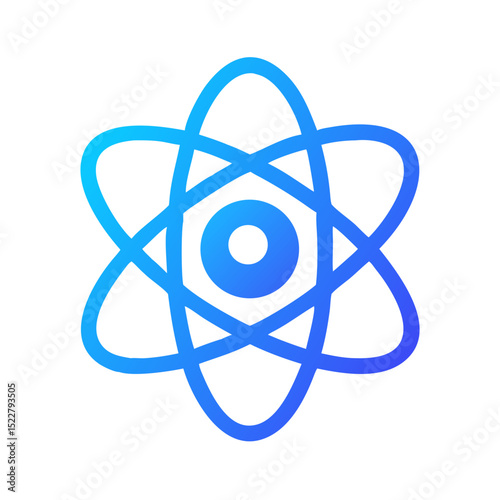 Abstract atom symbol in gradient blue representing science and technology  