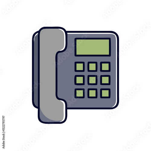 Retro telephone with buttons in simple illustrated style  