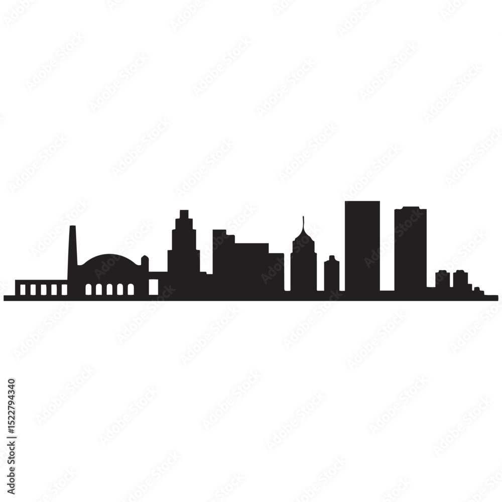 Naklejka premium Vector Baltimore skyline. Travel Baltimore famous landmarks. Business and tourism concept for presentation, banner, web site. Vector black silhouette. with white background