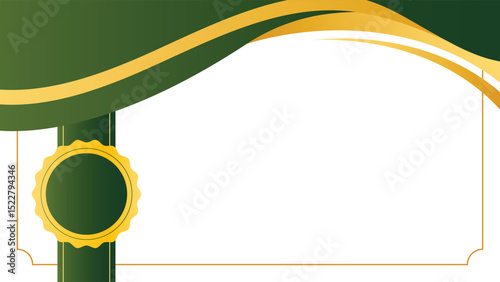 Modern certificate background with stylish green and gold wave design and badge element ideal for awards diplomas appreciation and achievement documents