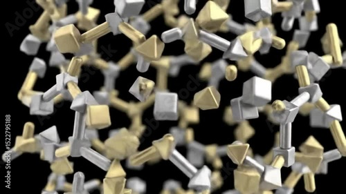 Abstract Rotating Gold Silver Cubes Sphere Seamless Loop Background perfect for futuristic technology presentations or corporate visuals creating a dynamic and elegant visual experience