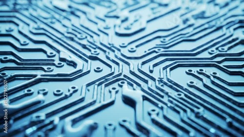 Stunning Abstract Water Droplet to circuit board Impact Splashing Blue Liquid Surface Texture Background Footage