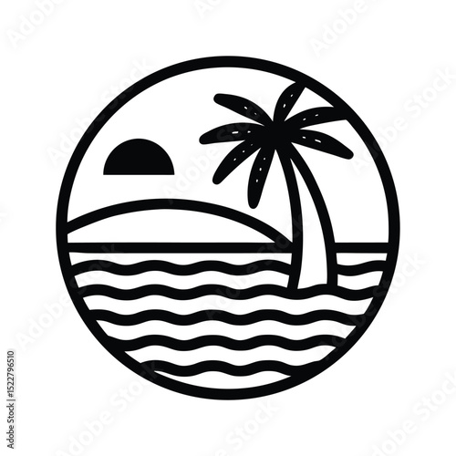 Beach Icon Outline Vector Illustration