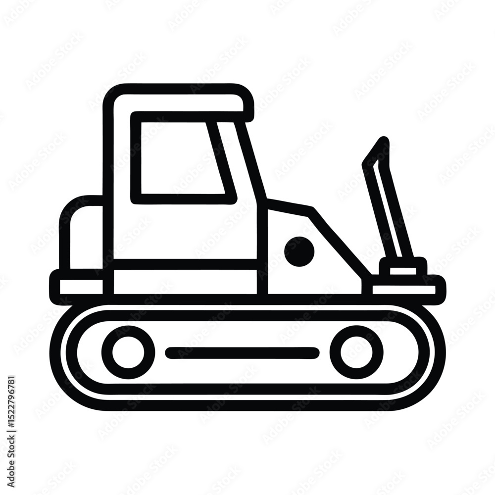 Naklejka premium Bulldozer Icon Outline Vector Illustration