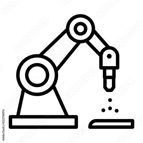 Spraying Robotic Arm Icon – Line Industrial Vector
