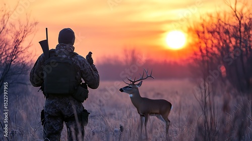 A hunter checking his digital tracker for signs


