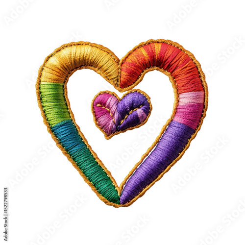 Rainbow Embroidered Heart - Symbol of Love, Diversity, and Craftsmanship