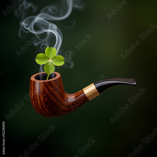 Wooden pipe smoke with clover