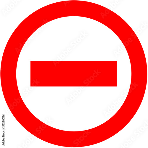 Red Circle with Horizontal Line Stop Sign Symbol Illustration