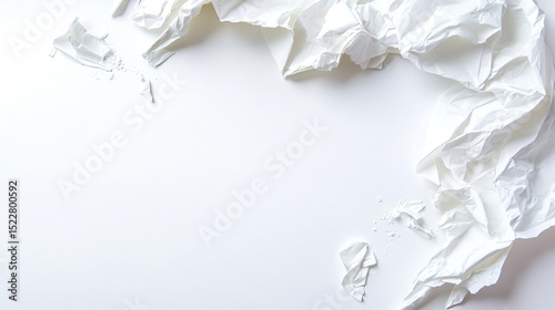 White Crumpled Paper with Paint Splatter Texture Background