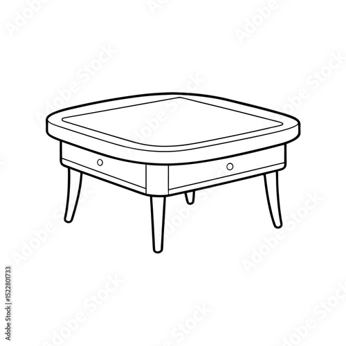 Coffee Table Outline Vector Line Art Illustration