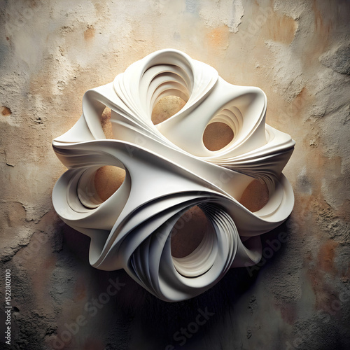white abstract shape and textured background