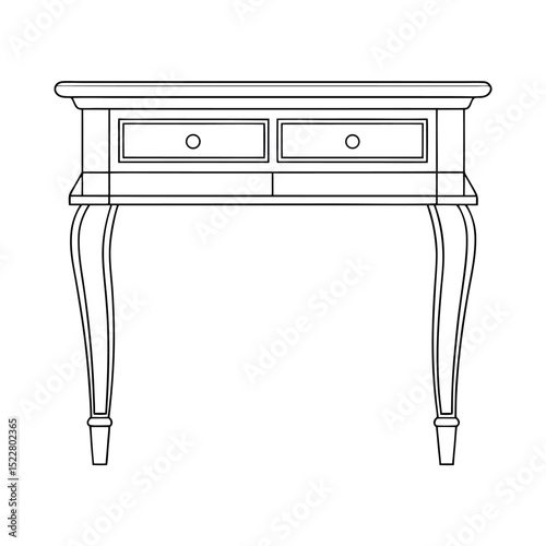 Console Table Outline Vector Line Art Illustration