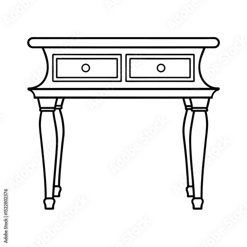 Modern Console Table Line Art Vector Drawing